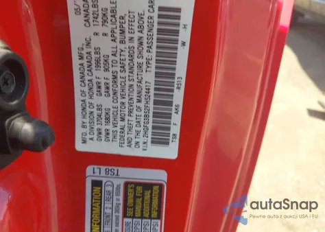 2015 Honda Civic Lx from USA, damaged, VIN 2HGFG3B52FH524417